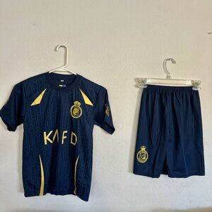 Kids Soccer Jersey & Short #7 Set Ages 5-6 year old Small Navy Blue Color NWT